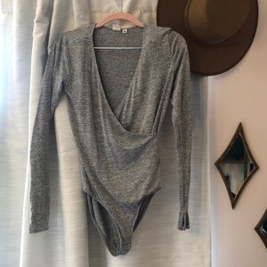 Long sleeve grey bodysuit